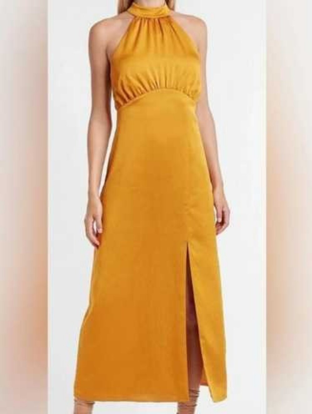 NWT Express Maxi Dress, High Neck In Gold, Size L